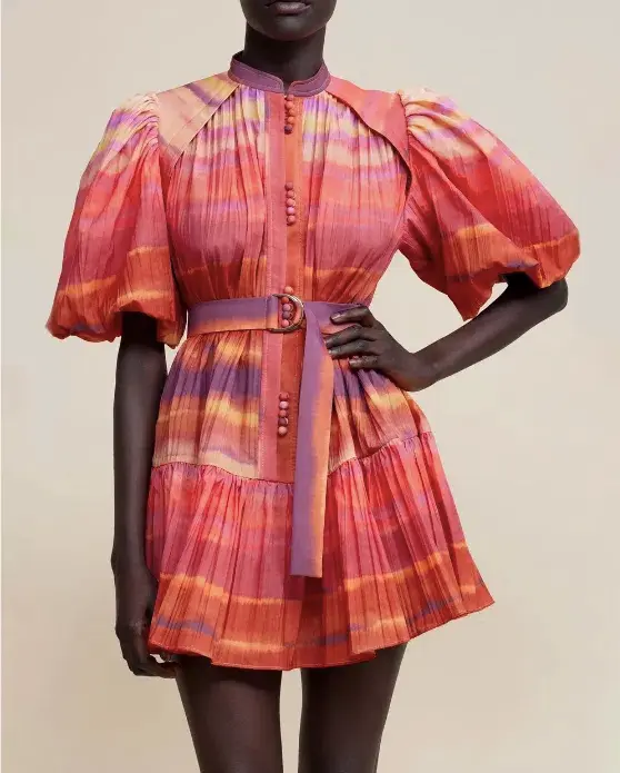 Acler Cardine Mini Dress Watercolour Horizon Size 8 - Image 2