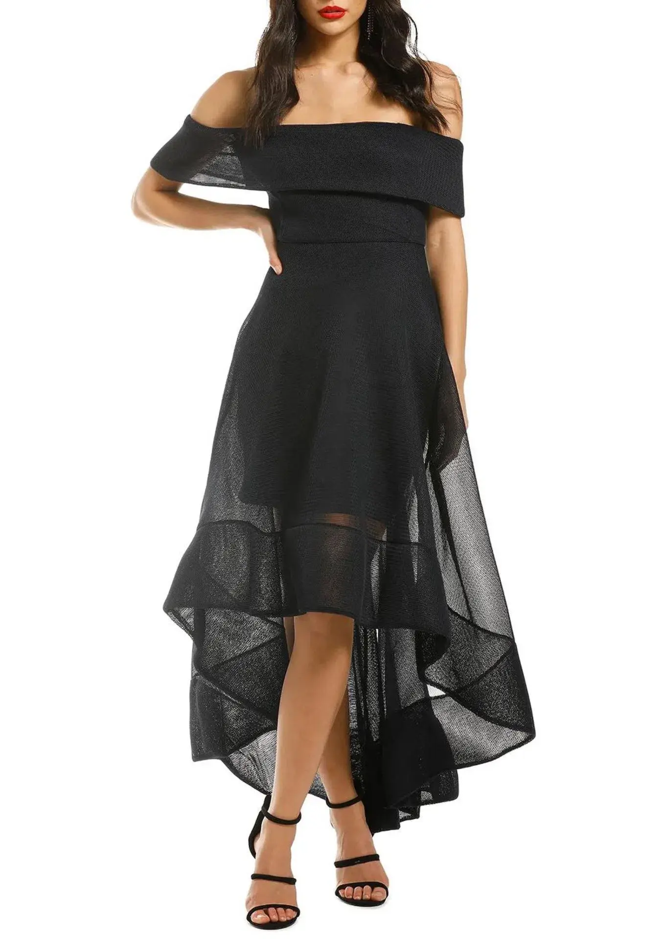 Bronx And Banco Tulip Off Shoulder Dress in Black Size 6 - Image 1