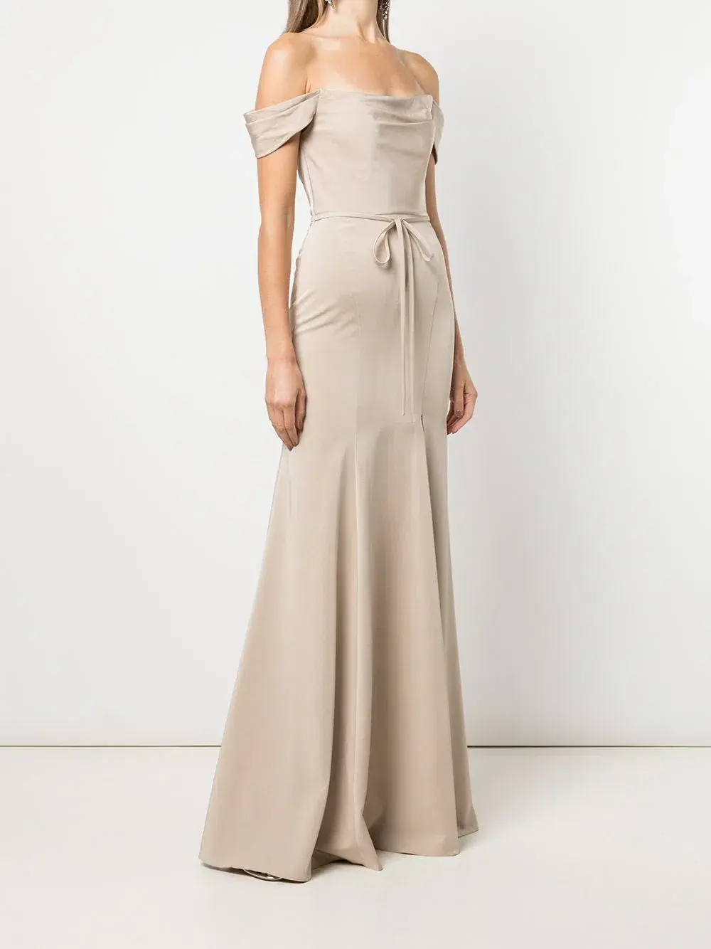 Marchesa Notte Rimini Off Shoulder Dress in Champagne Colour Size US 10 / AU 14 - Image 2