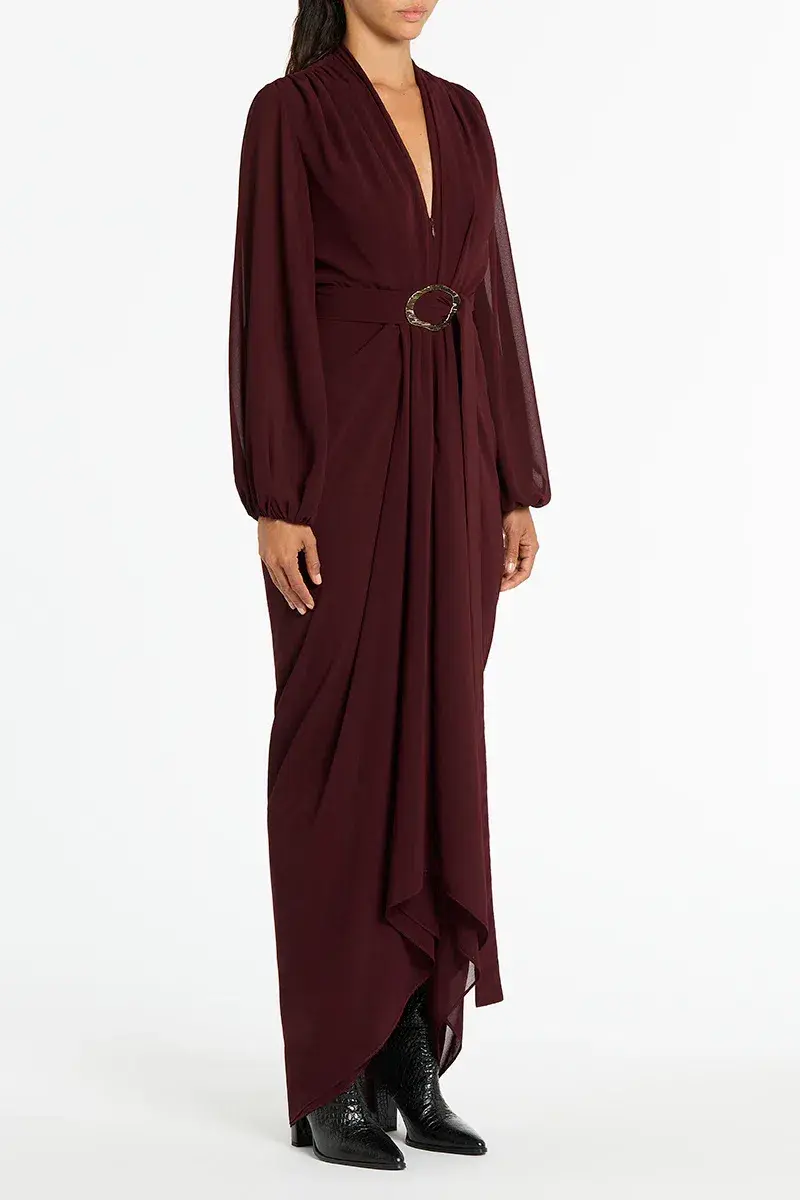 Carla Zampatti Waterfall Dress in Merlot Size 8 - Image 2