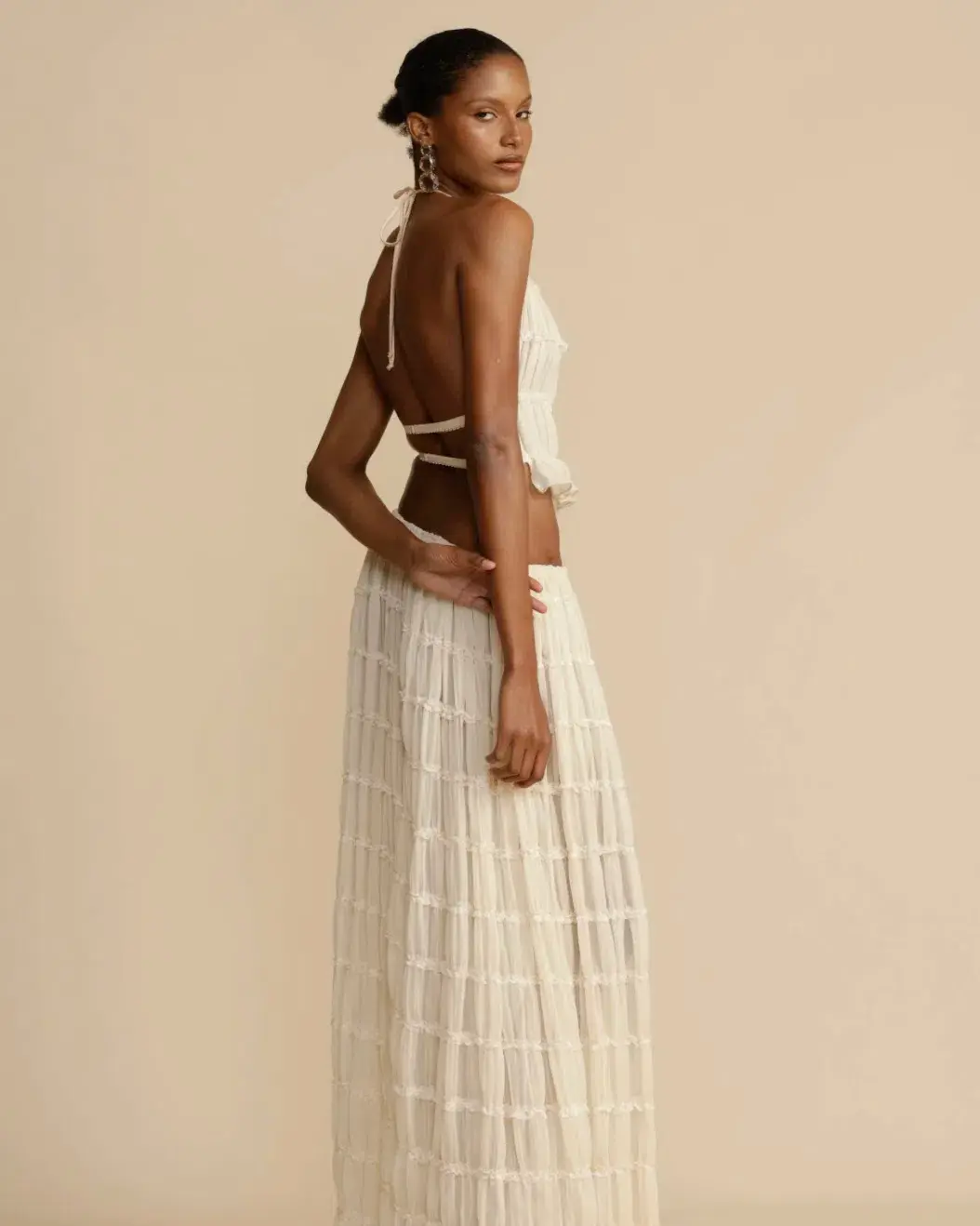 Arcina Ori Juliette Halter Top & Maxi Skirt Set Warm Cream Size S / AU 8 - Image 7