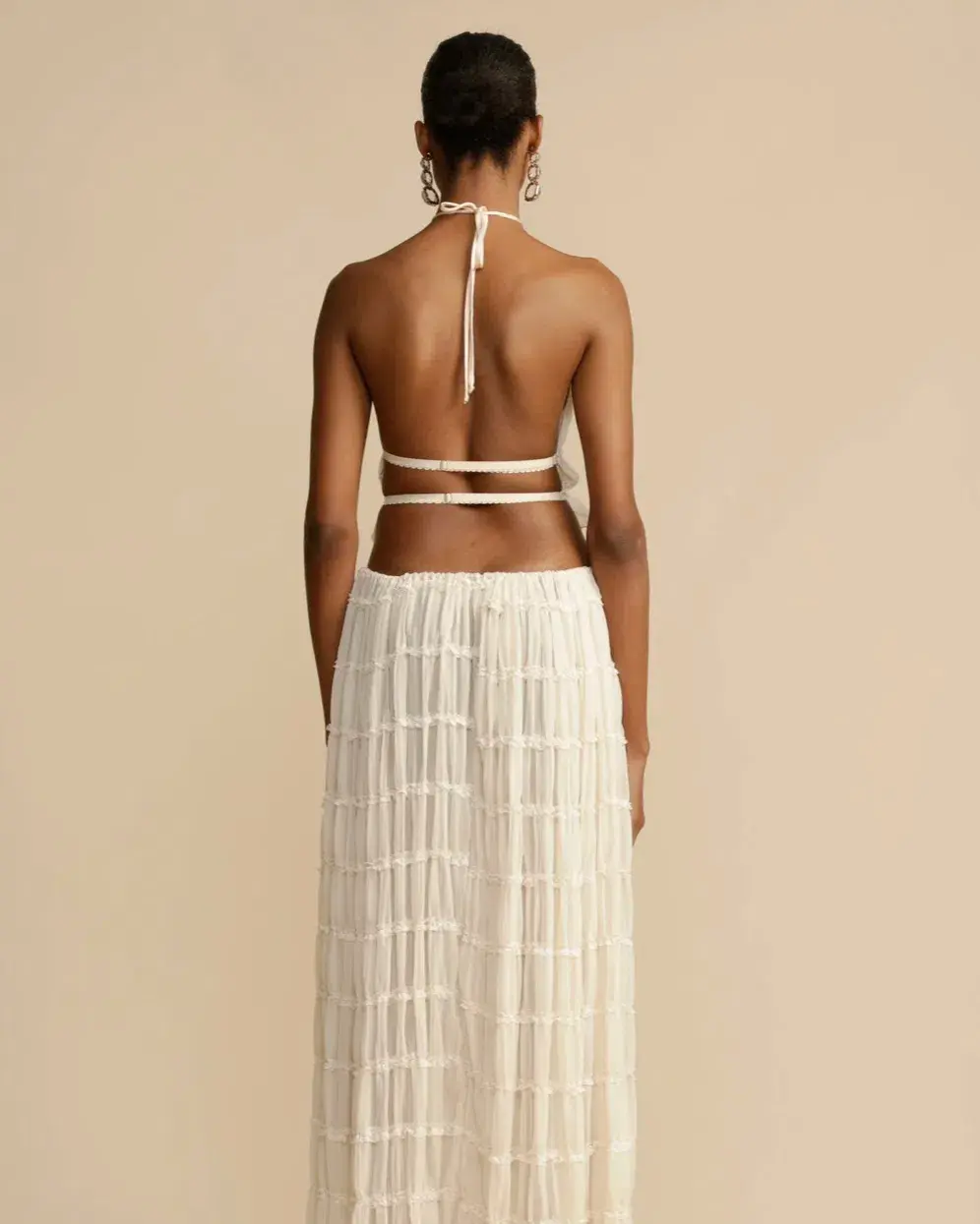 Arcina Ori Juliette Halter Top & Maxi Skirt Set Warm Cream Size S / AU 8 - Image 3