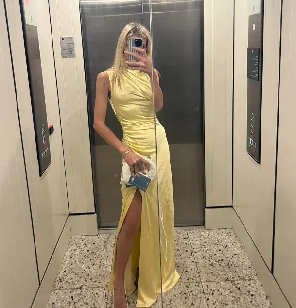 Misha Costantina Satin Gown in Soft Gold Yellow Size 8/S - Image 9