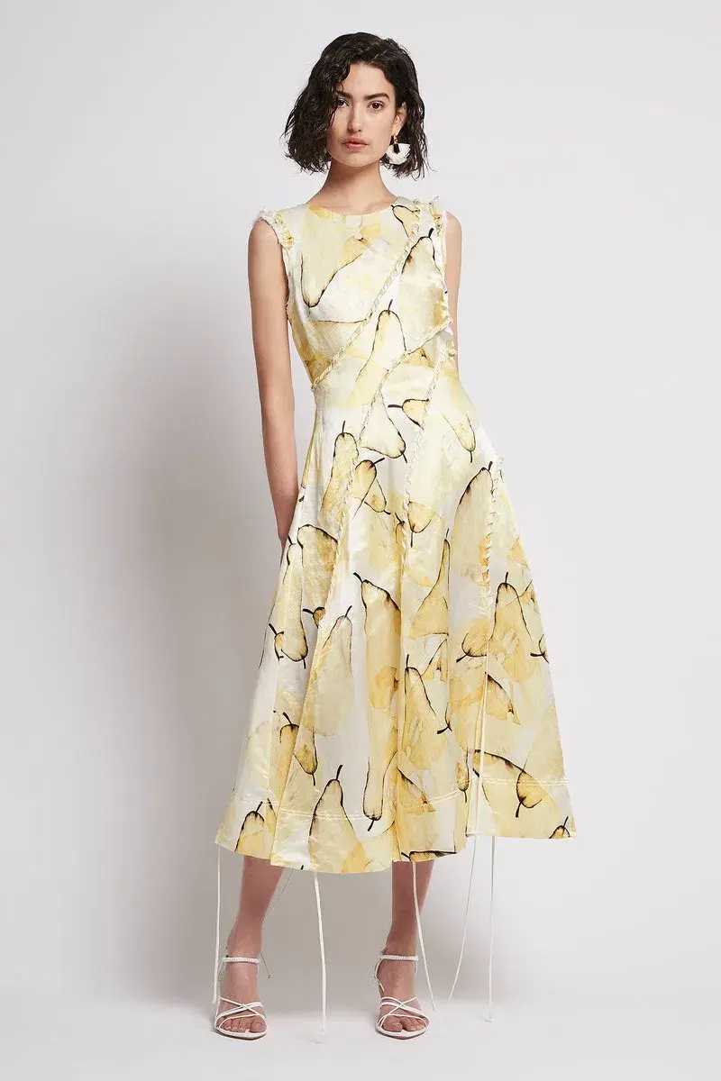 Aje Unlace Sleeveless Midi Dress Yellow Size 12 - Image 1