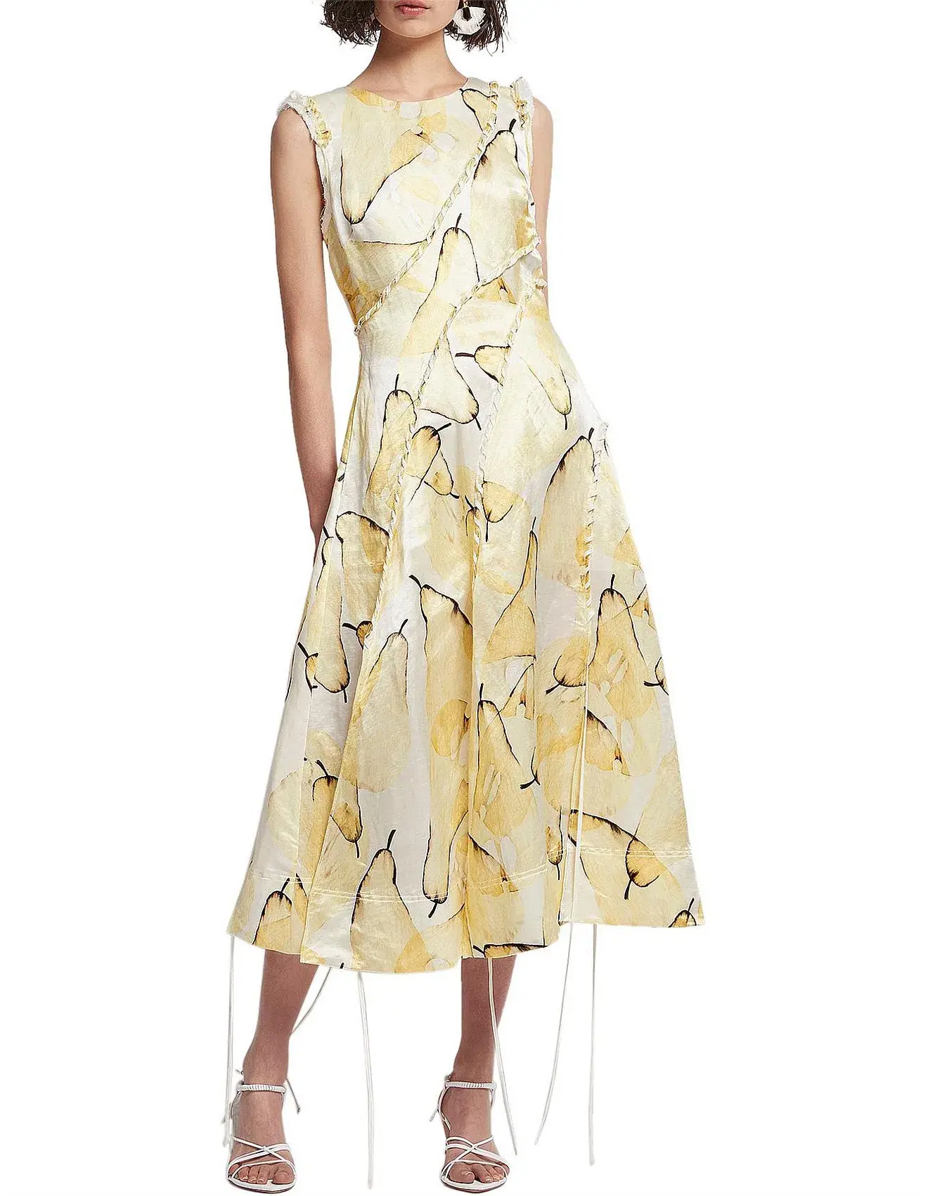 Aje Unlace Sleeveless Midi Dress Yellow Size 12 - Image 5