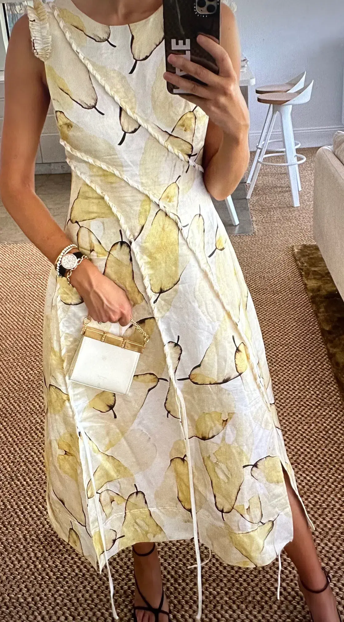 Aje Unlace Sleeveless Midi Dress Yellow Size 12 - Image 6