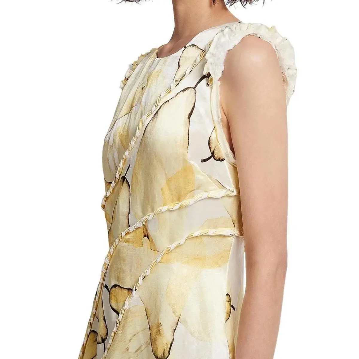 Aje Unlace Sleeveless Midi Dress Yellow Size 12 - Image 4