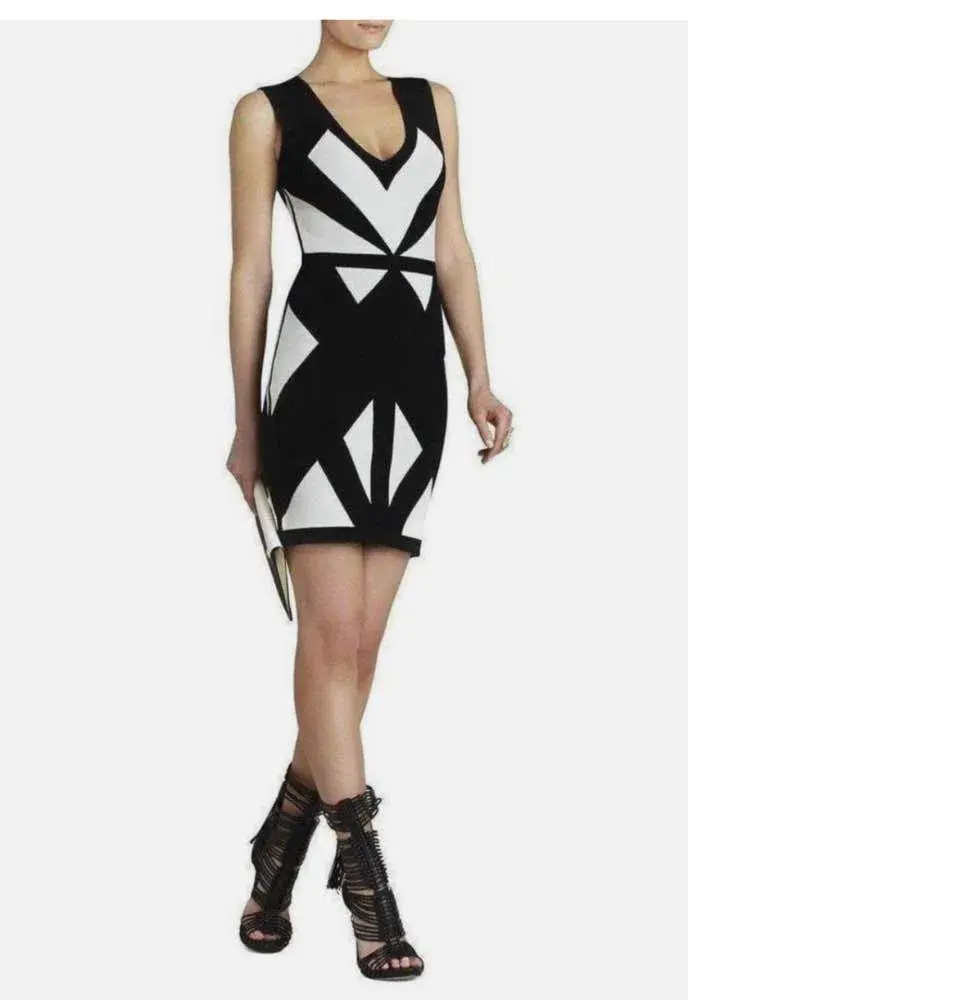 BCBGMaxAzria Bodycon Dress Multi Size 12 - Image 2