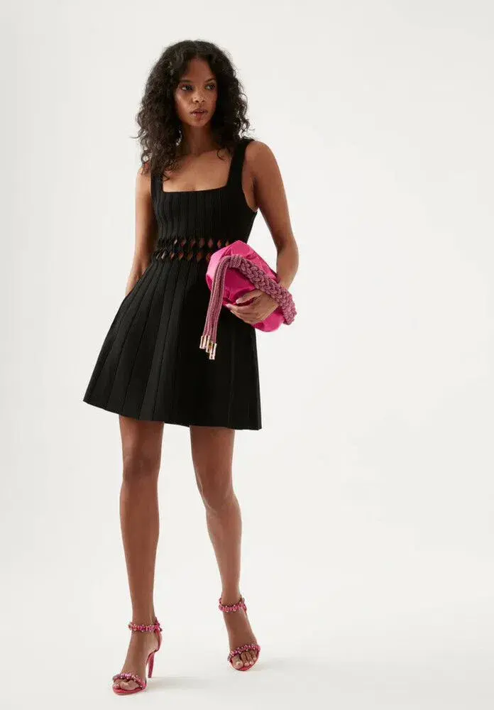 AJE Diamond Cut Out Mini Dress Black Size 8  - Image 1