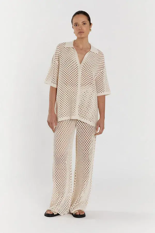 DISSH Sonny Natural Crochet Shirt beige size 6 - Image 3