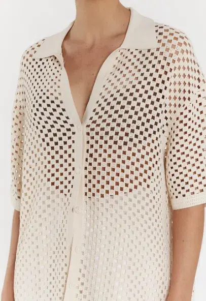 DISSH Sonny Natural Crochet Shirt beige size 6 - Image 2