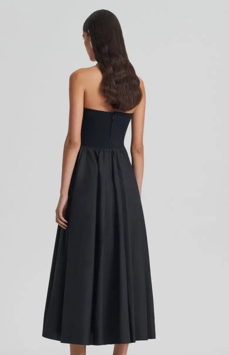 Scanlan Theodore  Crepe Knit Cotton Strapless Dress Black Size 8 - Image 3