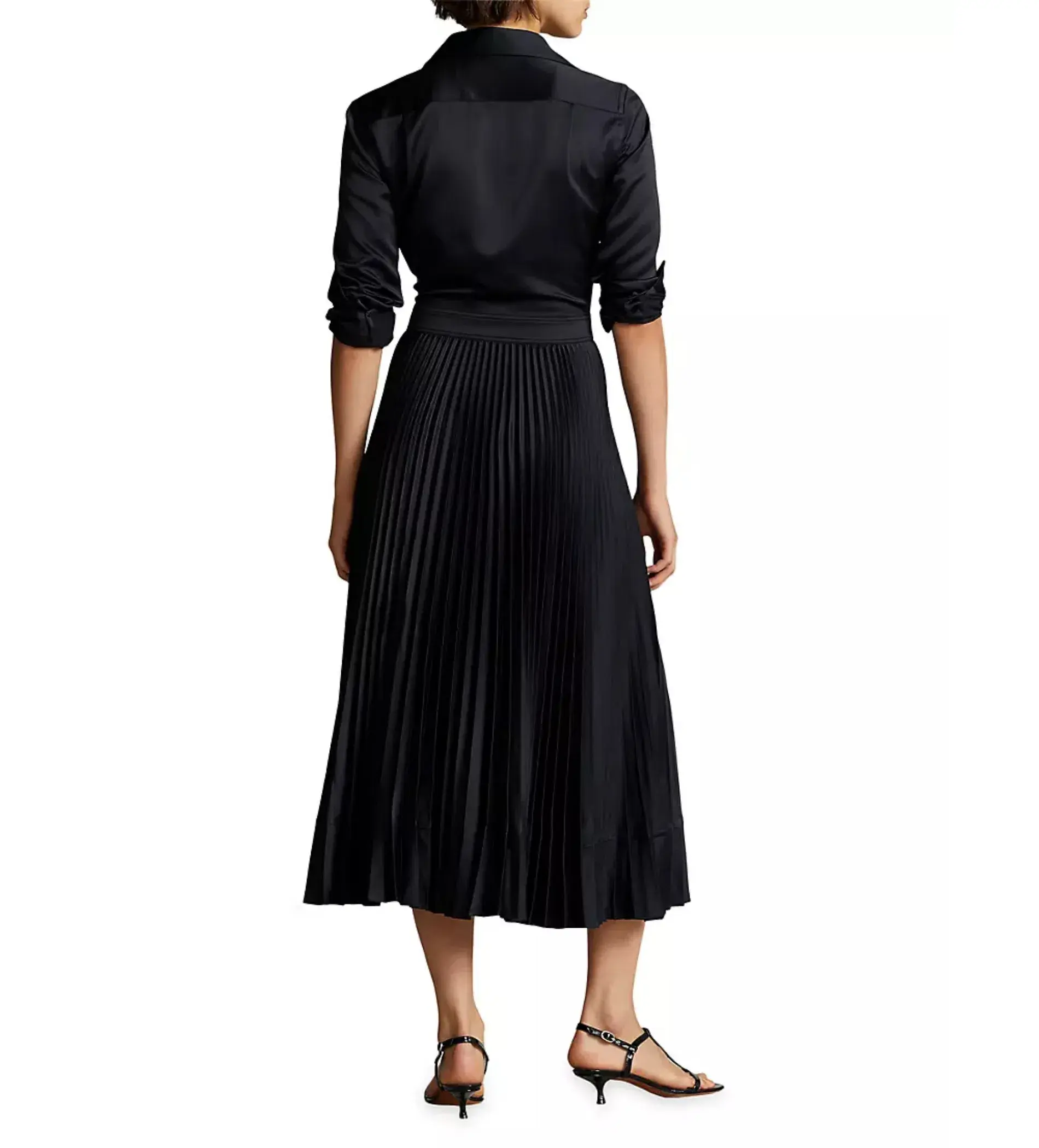 Polo Ralph Lauren Koa Charmeuse Pleated Shirtdress Navy Size S/Au 6  - Image 3