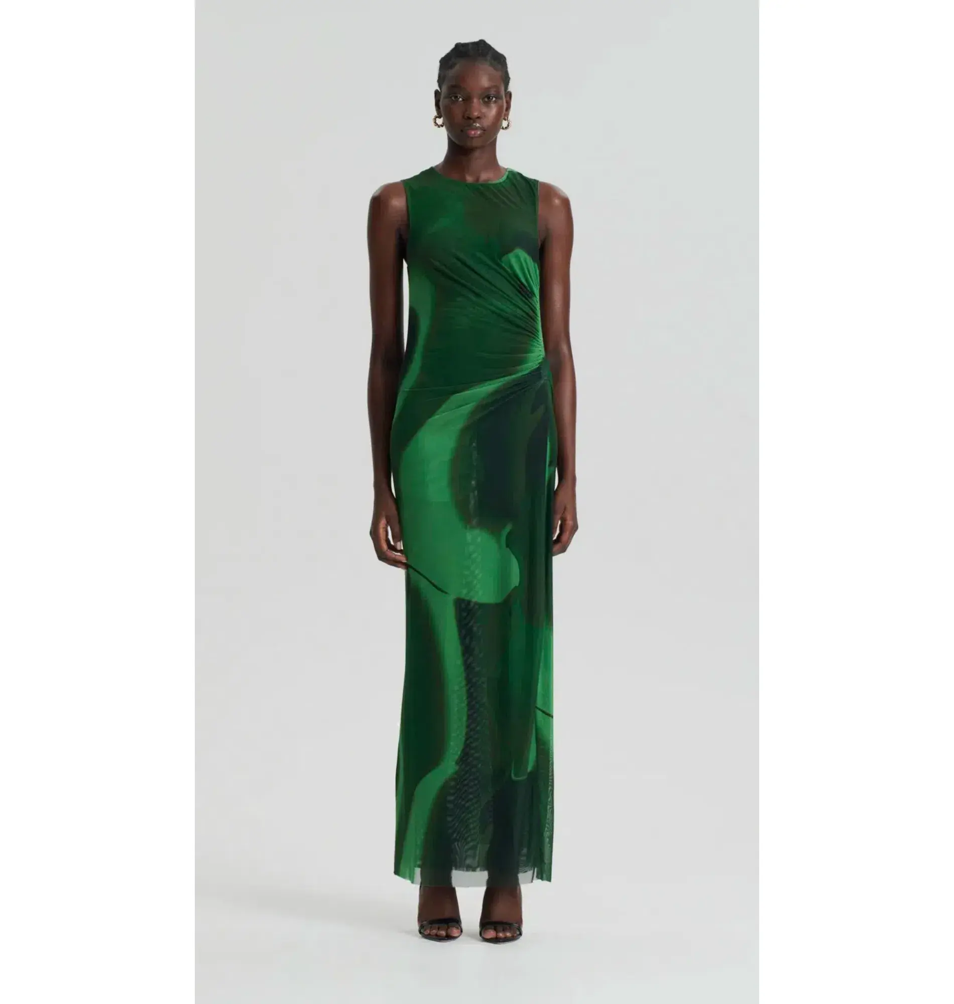 Scanlan Theodore Italian Watercolour Print Dress Green Safari Size 10 - Image 2