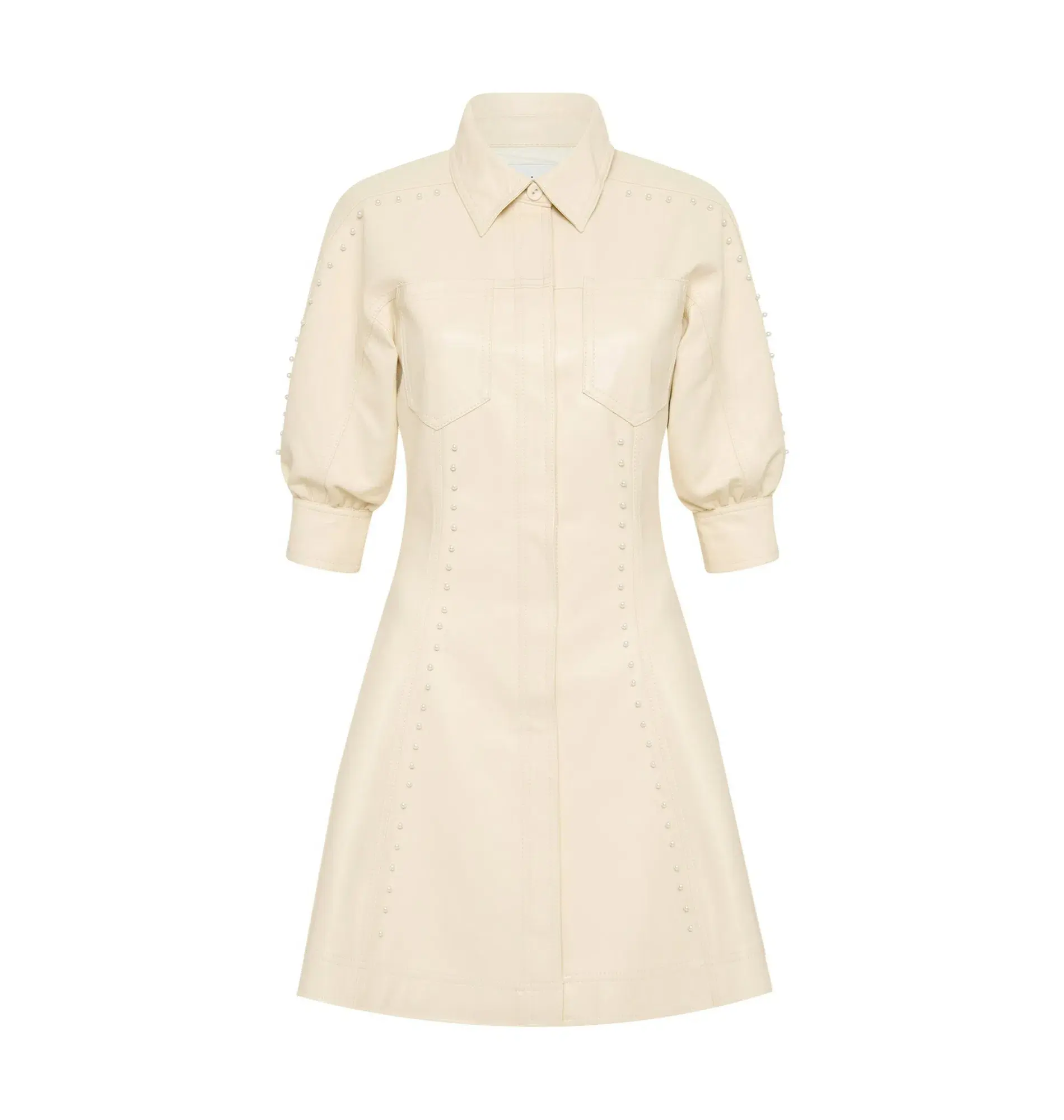 Aje Claire Pearl Mini Dress Sandstone Beige Size AU 4 - Image 4