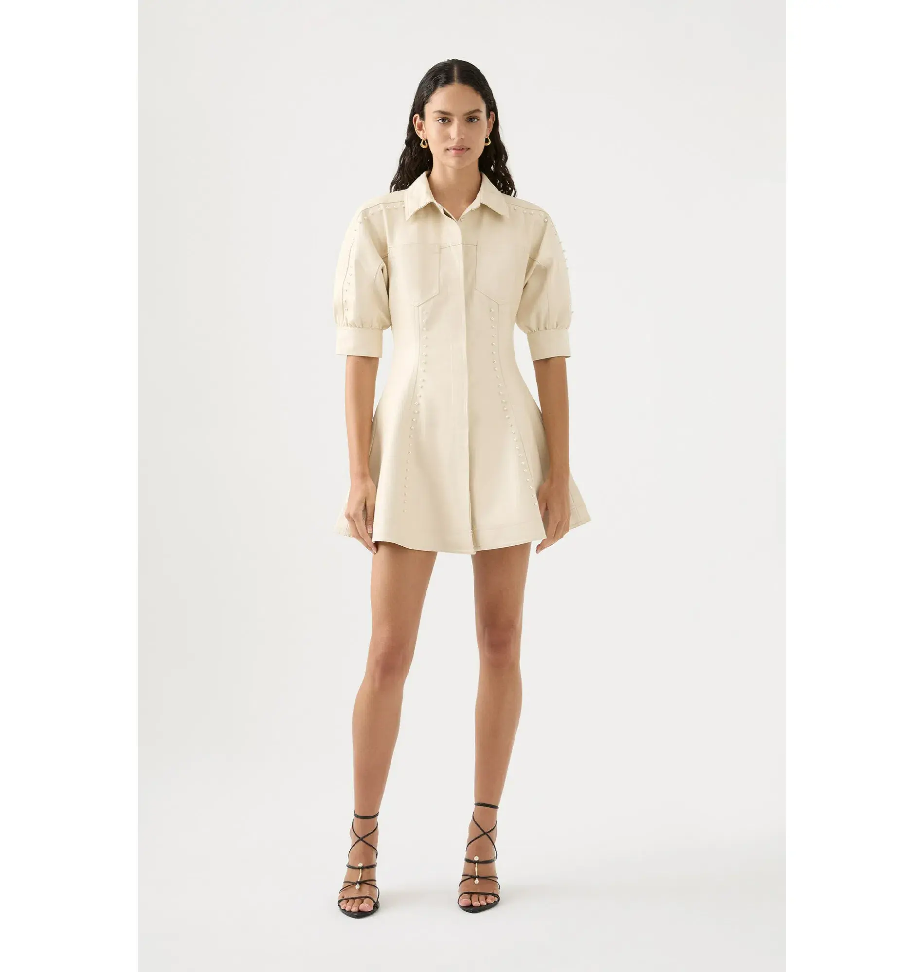 Aje Claire Pearl Mini Dress Sandstone Beige Size AU 4 - Image 1