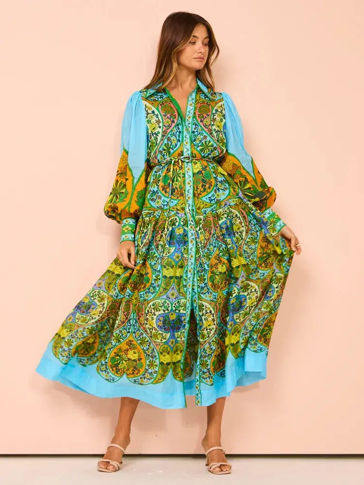 Alemais Sofie Shirtdress In Multi Size AU 12 - Image 1