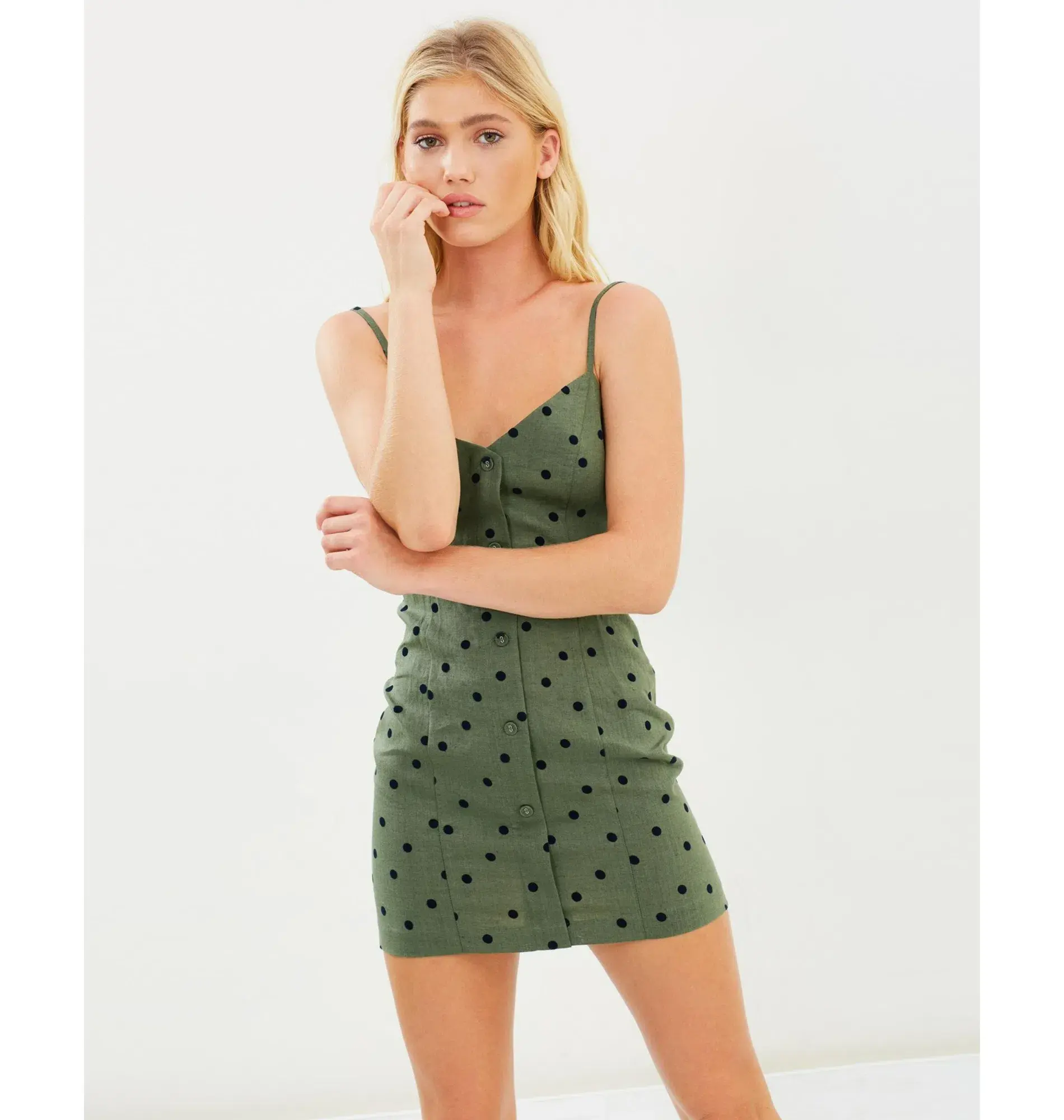 Bec & Bridge Lou Lou Mini Dress in Khaki Size AU 10 - Image 2