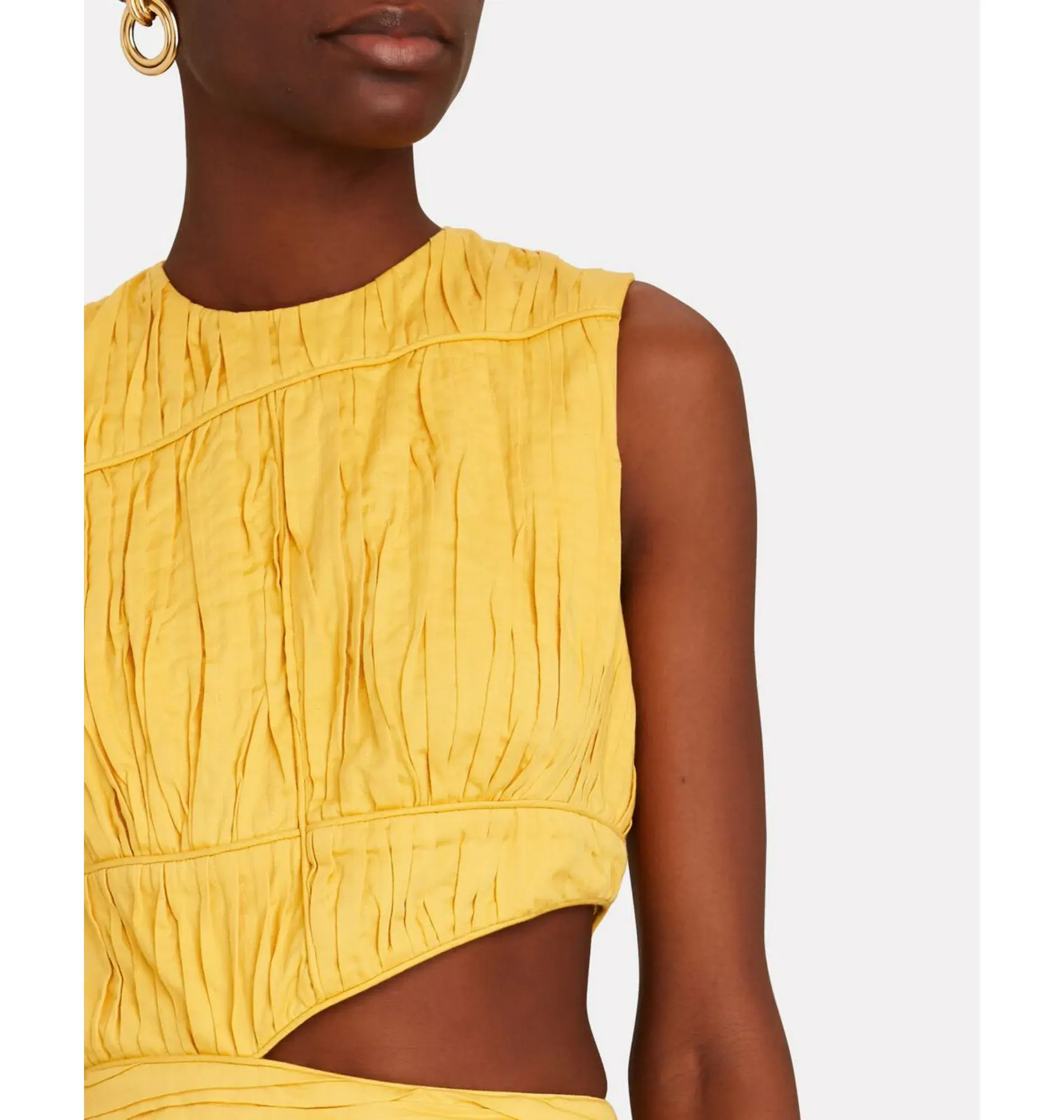 Aje Cascade Midi Dress Yellow Size AU 10 - Image 3