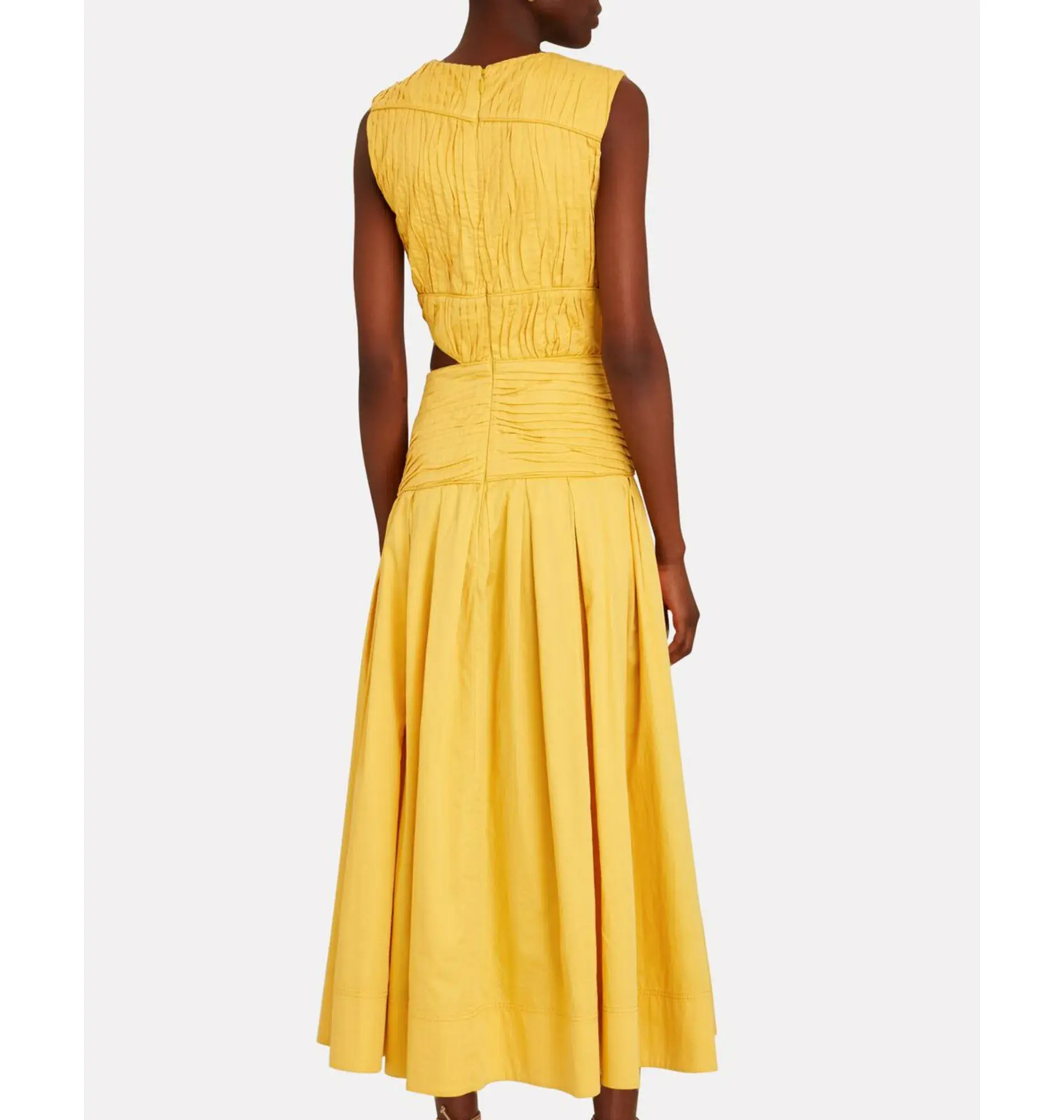 Aje Cascade Midi Dress Yellow Size AU 10 - Image 2