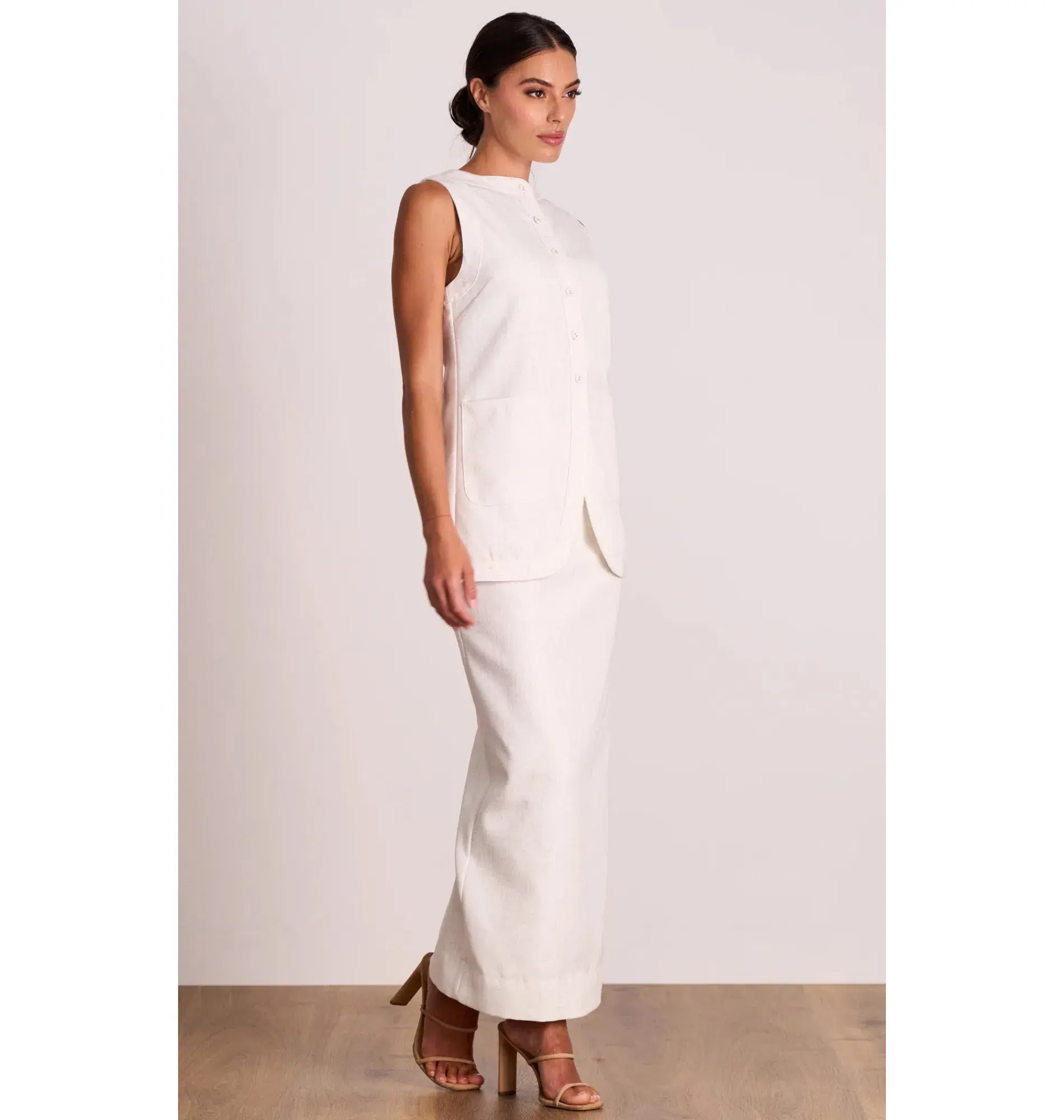 Pasduchas Weekender Linen Vest and Skirt Oat Size AU 14 - Image 2