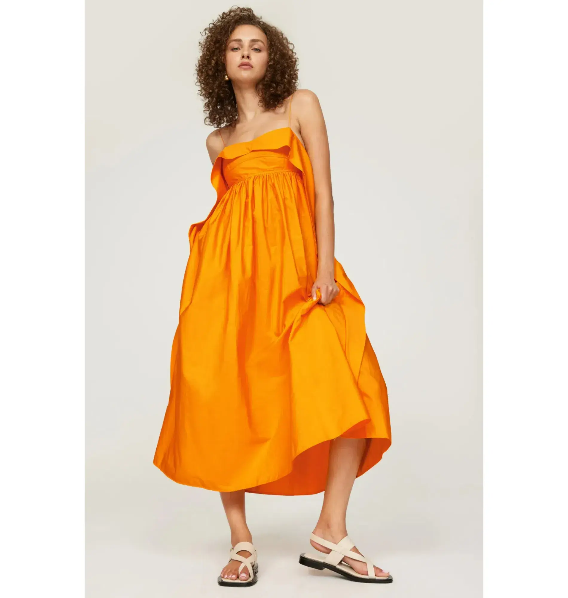Cecilie Bahnsen Susa Midi Dress Orange Size AU 8  - Image 1