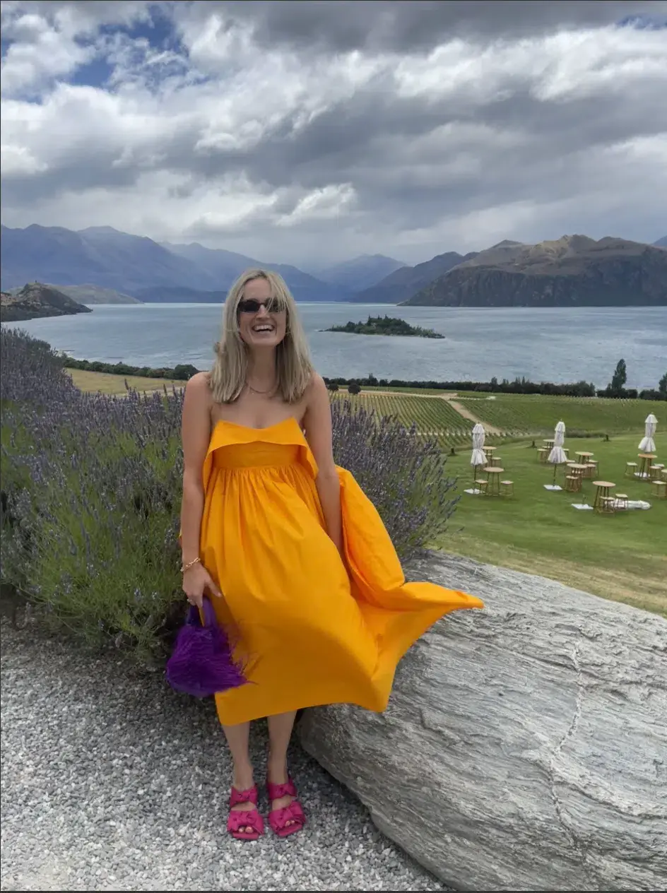 Cecilie Bahnsen Susa Midi Dress Orange Size AU 8  - Image 4