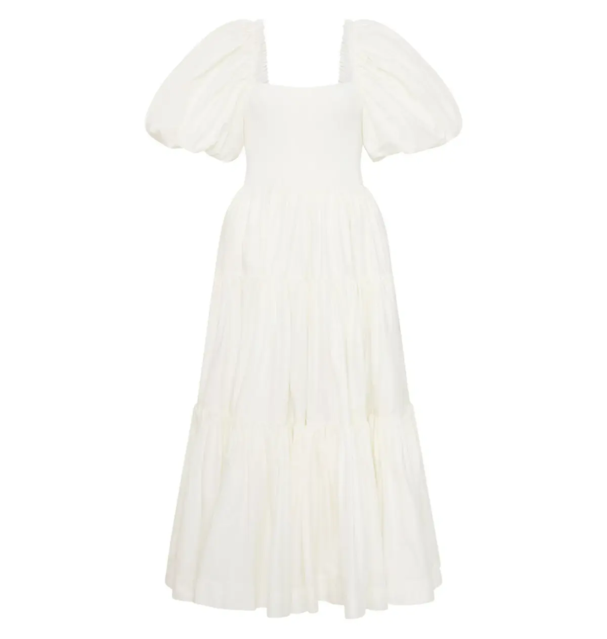 Aje Casa Puff Sleeve Midi Dress in Ivory Size AU 14 - Image 6