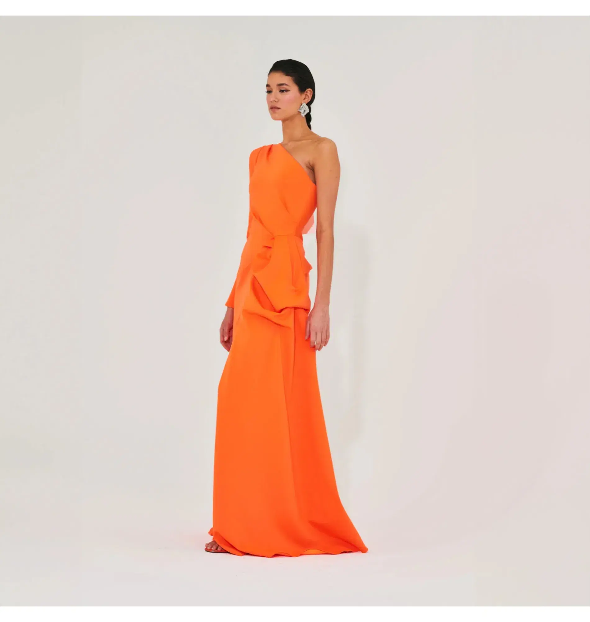 Meraki Official Izar One Shoulder Gown Neon Orange Size AU 6 - Image 3