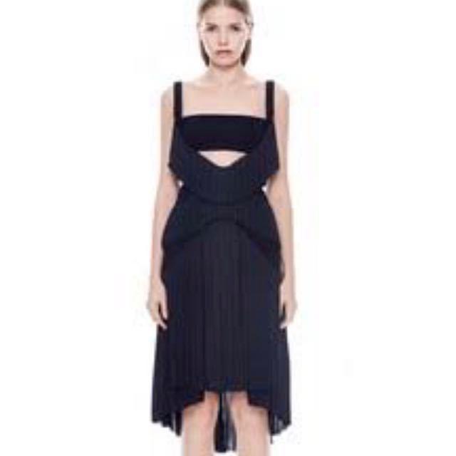 DION LEE -  "Broken Pinafore" Dress in Black with Pink strap (back) - Image 1