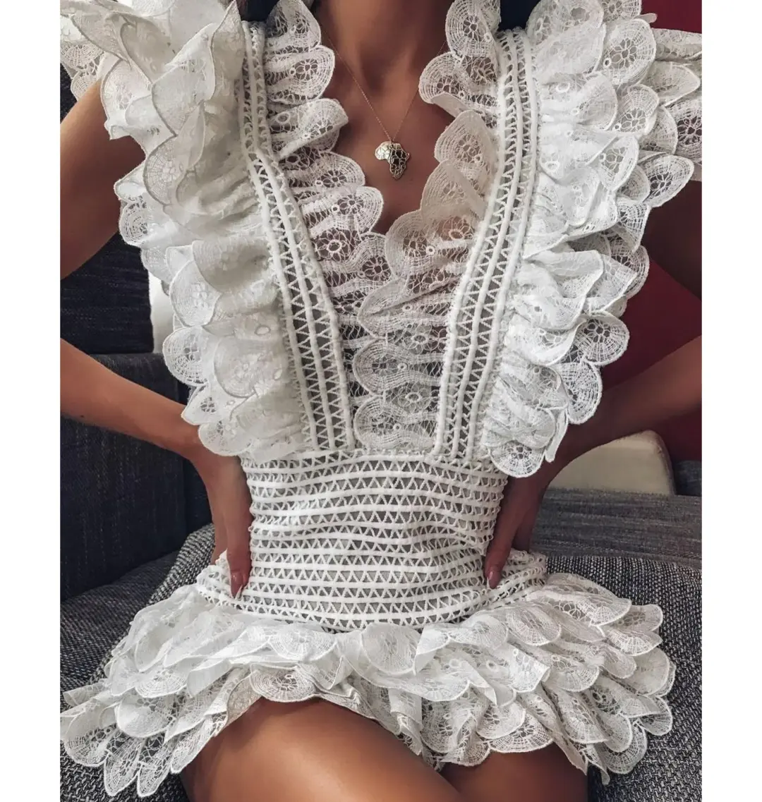 Ivory and Chain Mojito Mini Dress in White Size S / AU 8 for rent on The Volte - main image