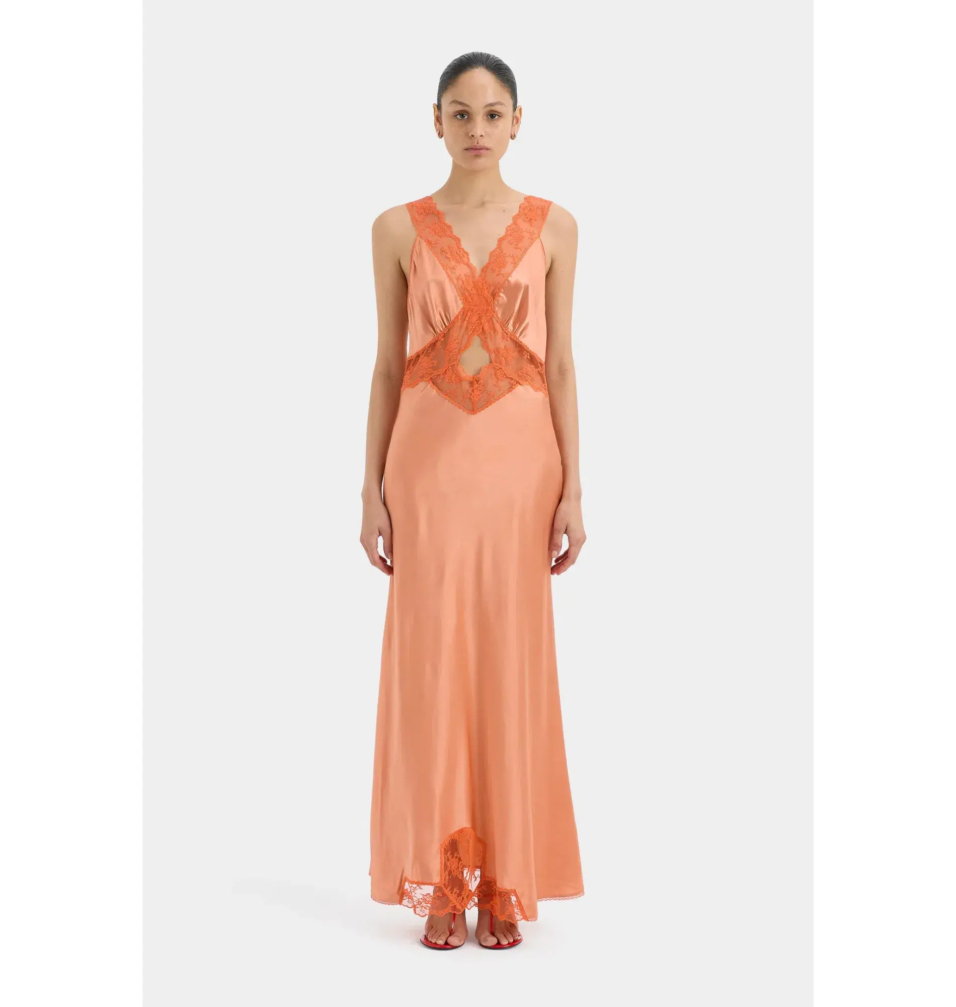 Sir the Label Aries Cut Out Gown in Peach Size AU 6 - Image 1