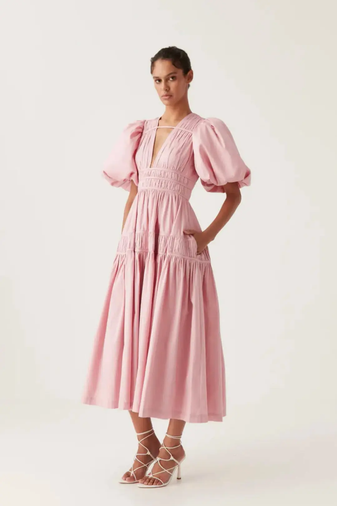 Aje Fallingwater Ruched Midi Dress for rent on The Volte - main image