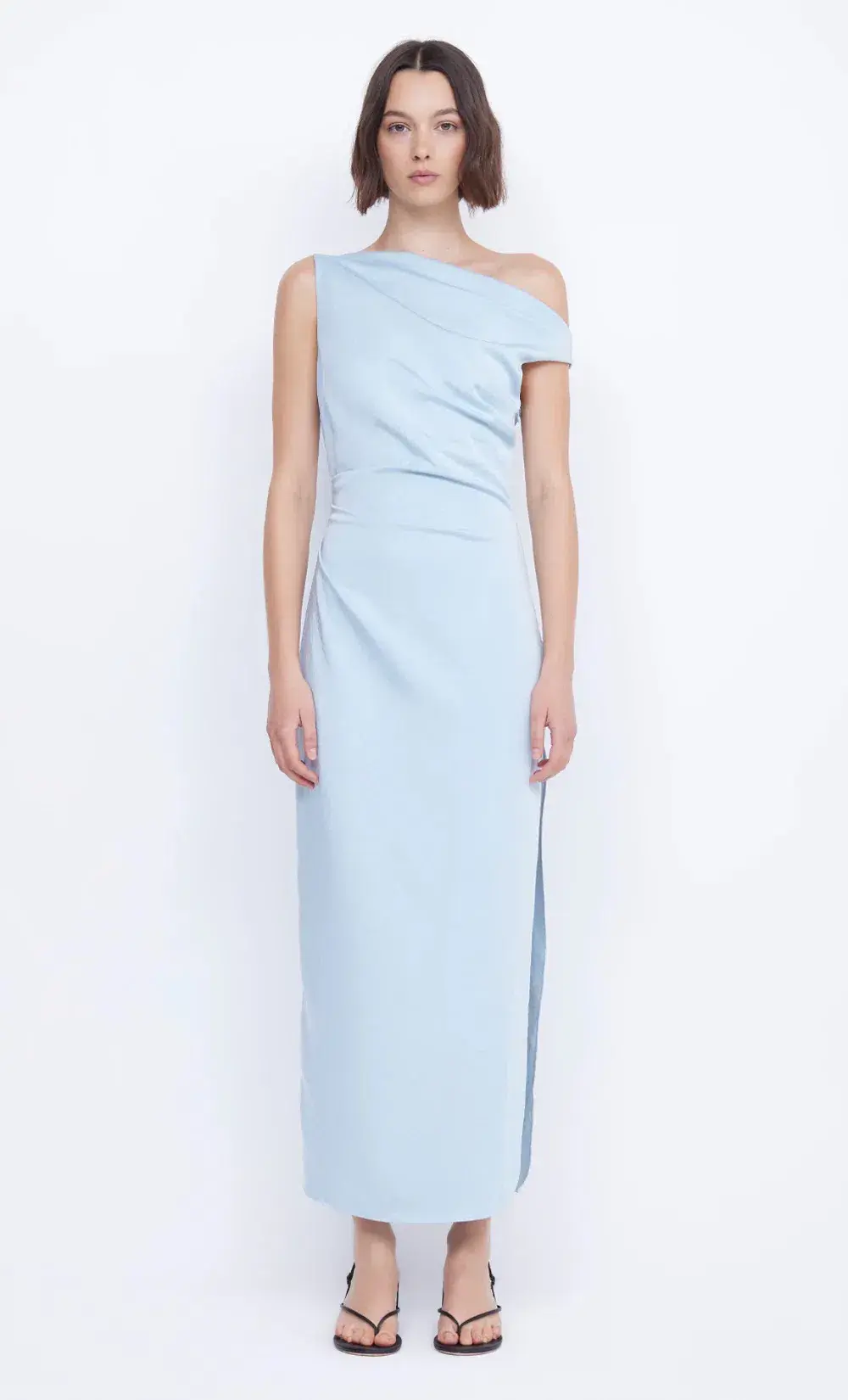 Bec & Bridge Rochelle Asym Midi Dress Dolphin Blue Size 8 - Image 4