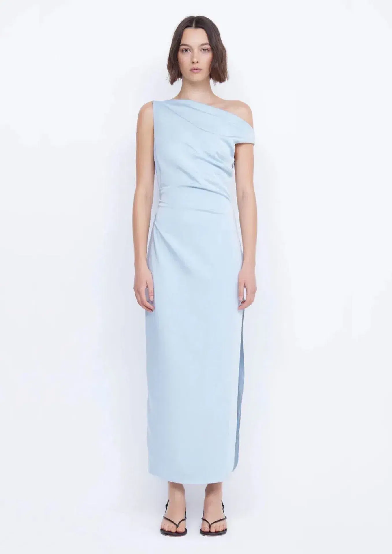 Bec & Bridge Rochelle Asym Midi Dress Dolphin Blue Size 8 - Image 1