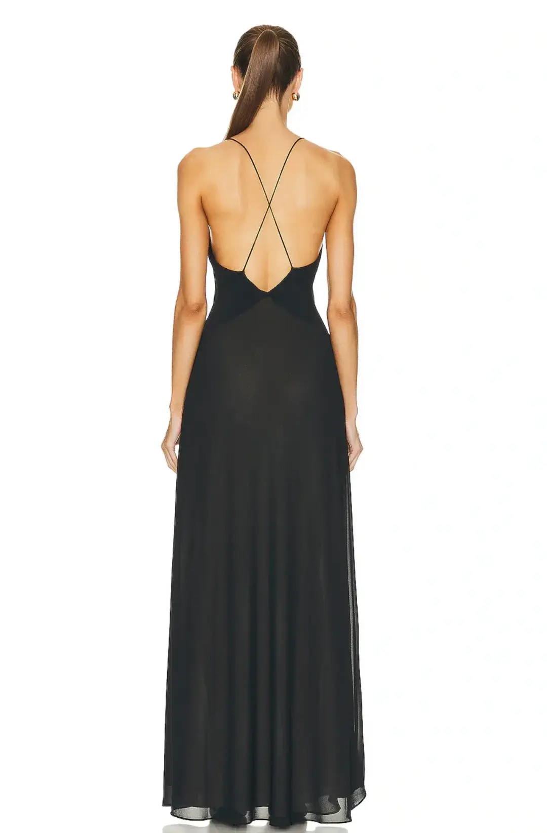 Helsa Deep V Sheer Slip Dress Black Size 8 for rent on The Volte - main image