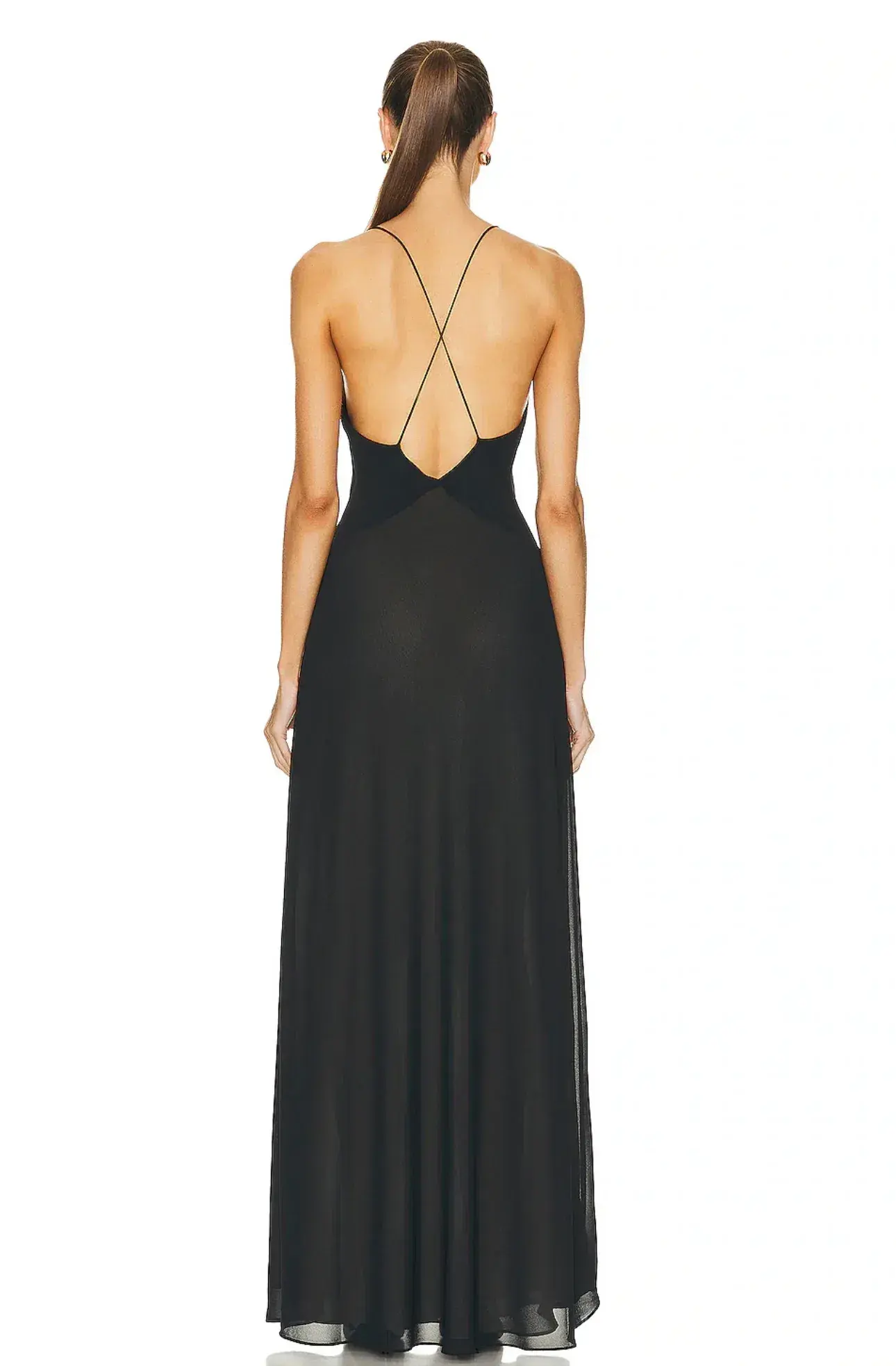 Helsa Deep V Sheer Slip Dress Black Size 8 - Image 4