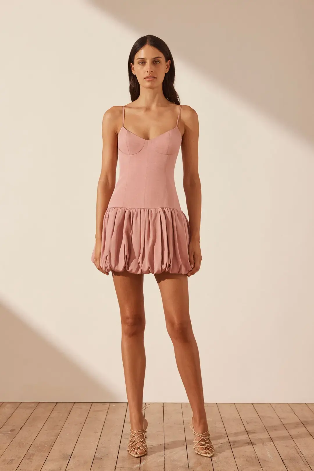 Shona Joy Vento Bustier Bubble Mini Dress Rose Dawn Size 6  for rent on The Volte - main image