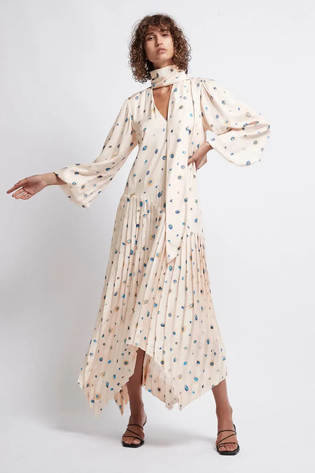 Aje Ponte Bleu Overture Pleat Midi Dress Print Size 6 - Image 1