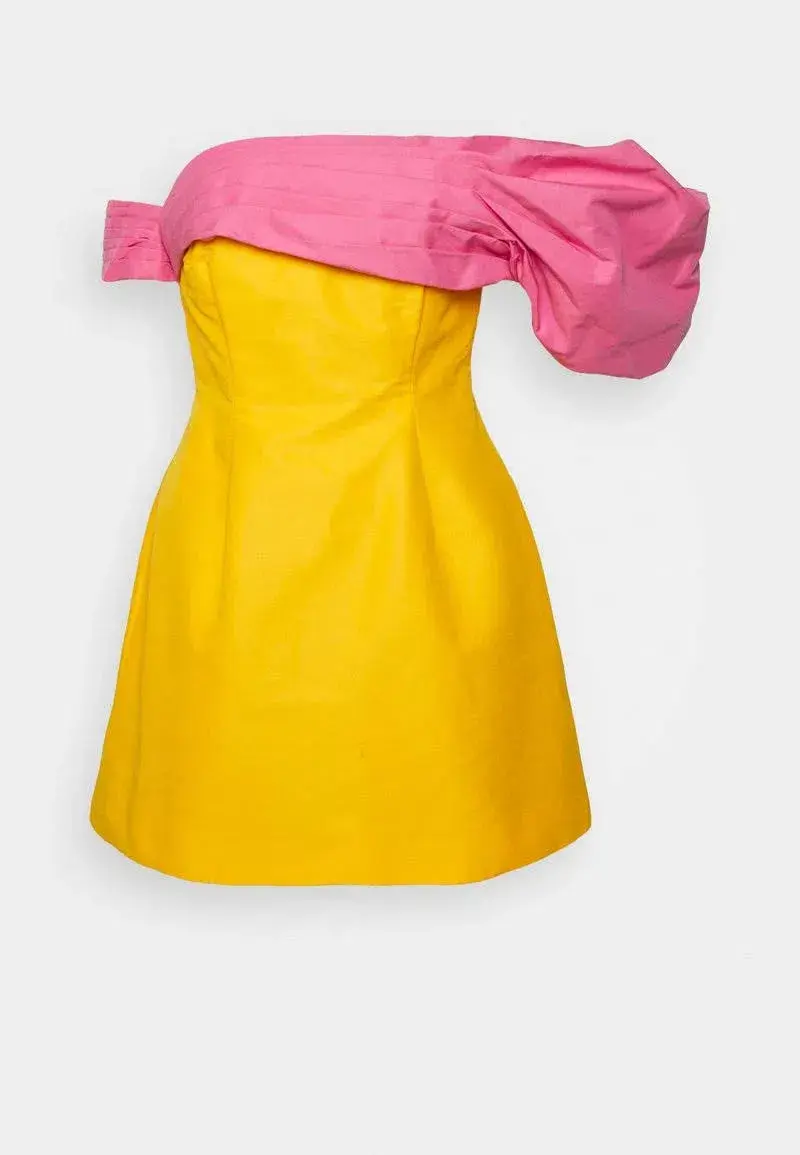 Rachel Gilbert Manuela Mini Dress Saffron/Pink Size 4 / AU 14 - Image 4