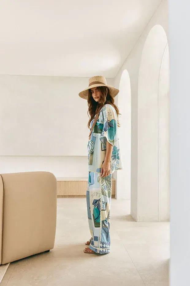 Zaco Kelia Shirt & Pant Set Blue/Multi Size S / AU 8 for rent on The Volte - main image