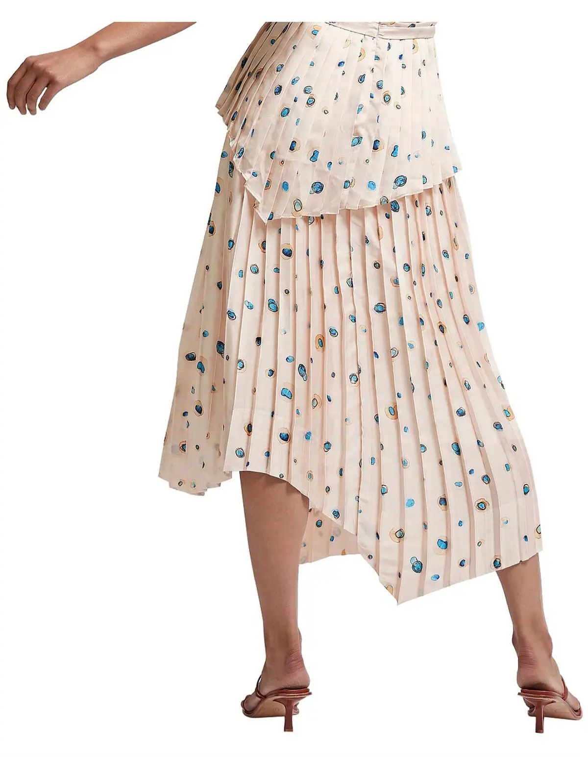Aje Womens Pointe Bleu Overture Pleat Ring Midi Asymmetric Skirt Blush Pink Print Size 6 - Image 3
