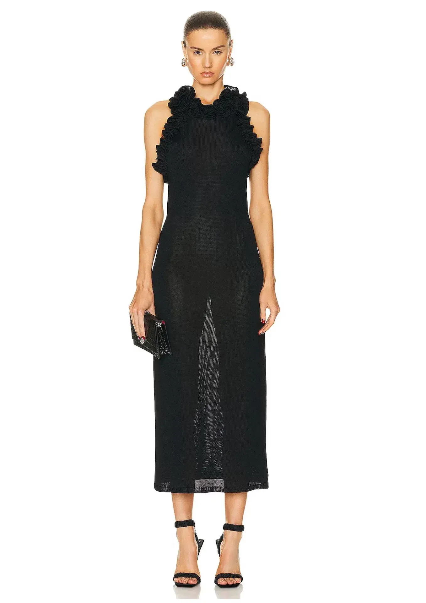 Zimmermann Matchmaker Ruffle Neck Midi Dress Black Size 0 / AU 8 - Image 1