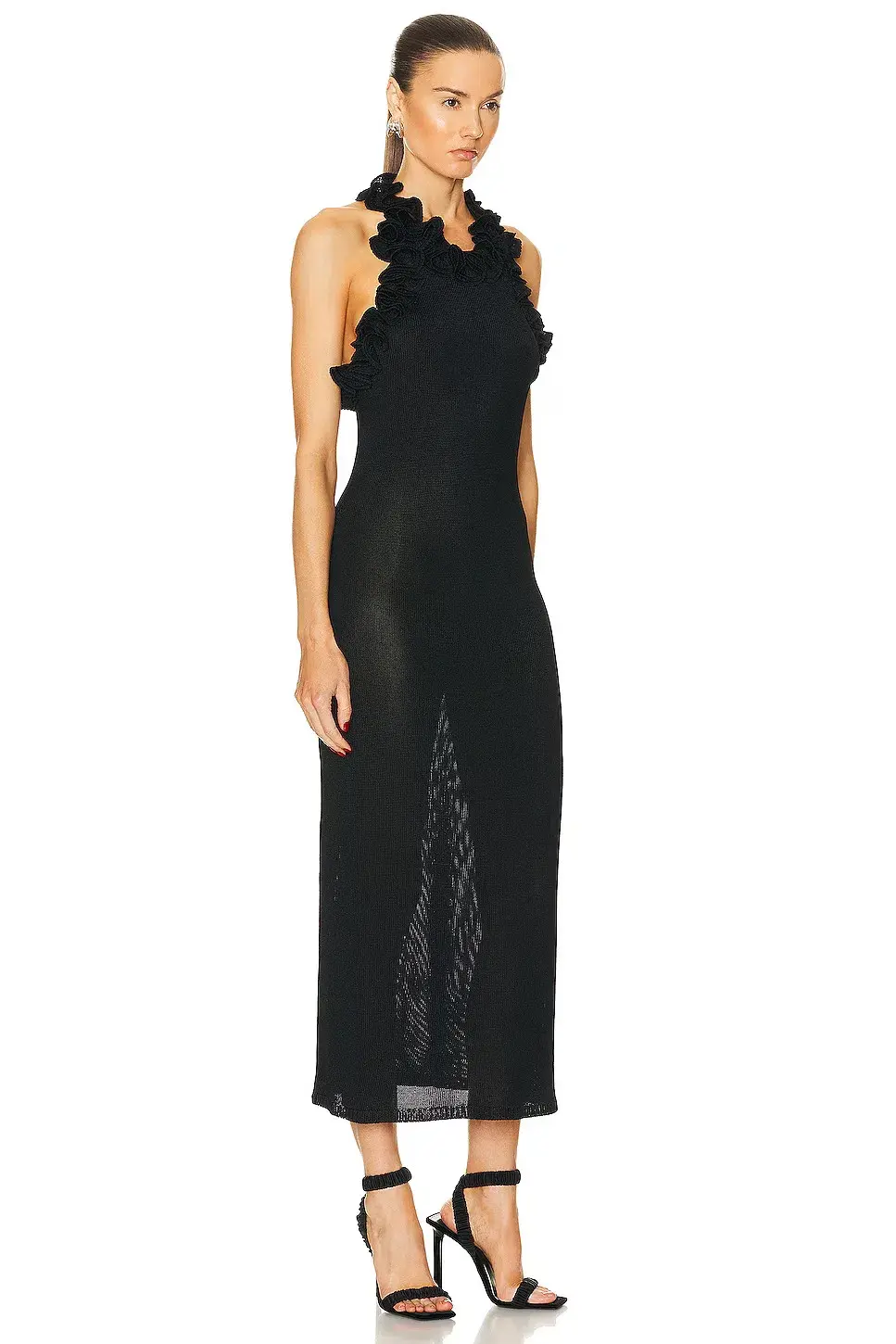 Zimmermann Matchmaker Ruffle Neck Midi Dress Black Size 0 / AU 8 - Image 2