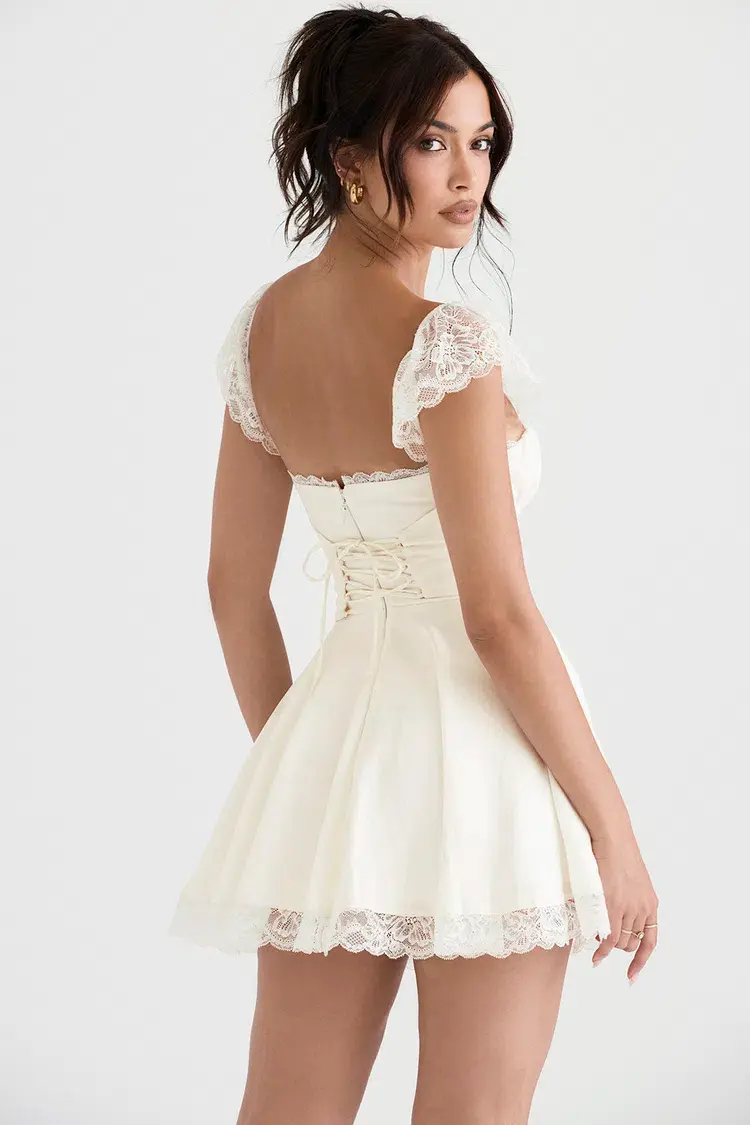 House of CB Kaia A-Line Mini Dress in Ivory Size XS / AU 6 - Image 2