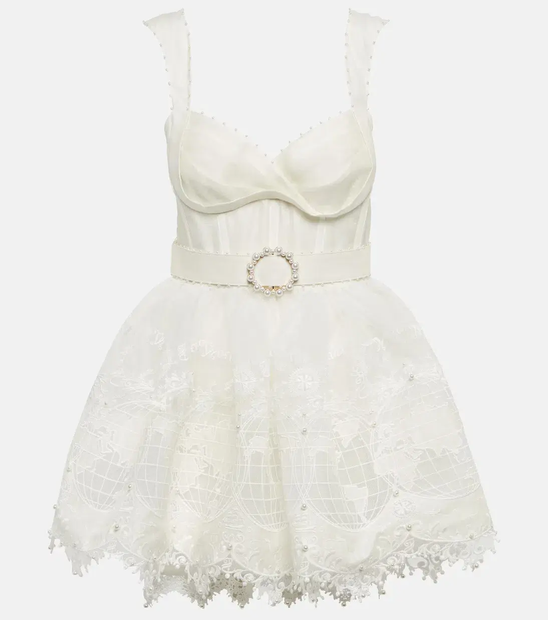 Zimmermann High Tide Embroidered Corset Mini Dress Ivory Size 0 / AU 8 - Image 2
