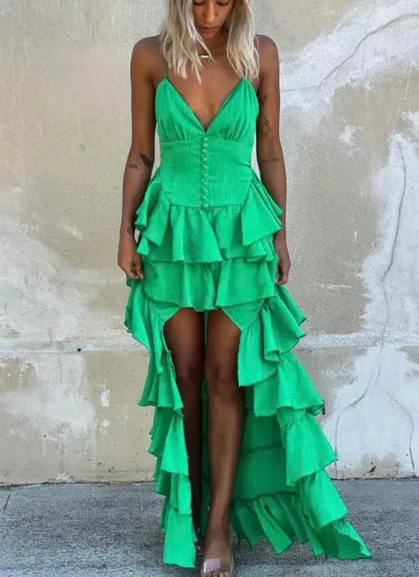 Derma Department Barcelona Maxi Dress Emerald Green Size 6 - Image 4