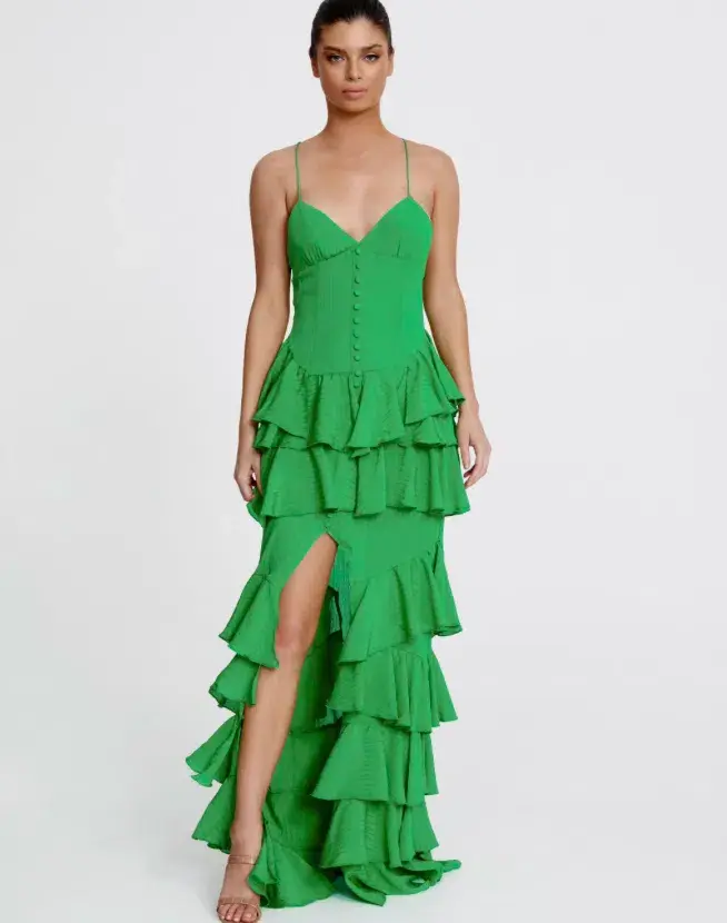 Derma Department Barcelona Maxi Dress Emerald Green Size 6 for rent on The Volte - main image
