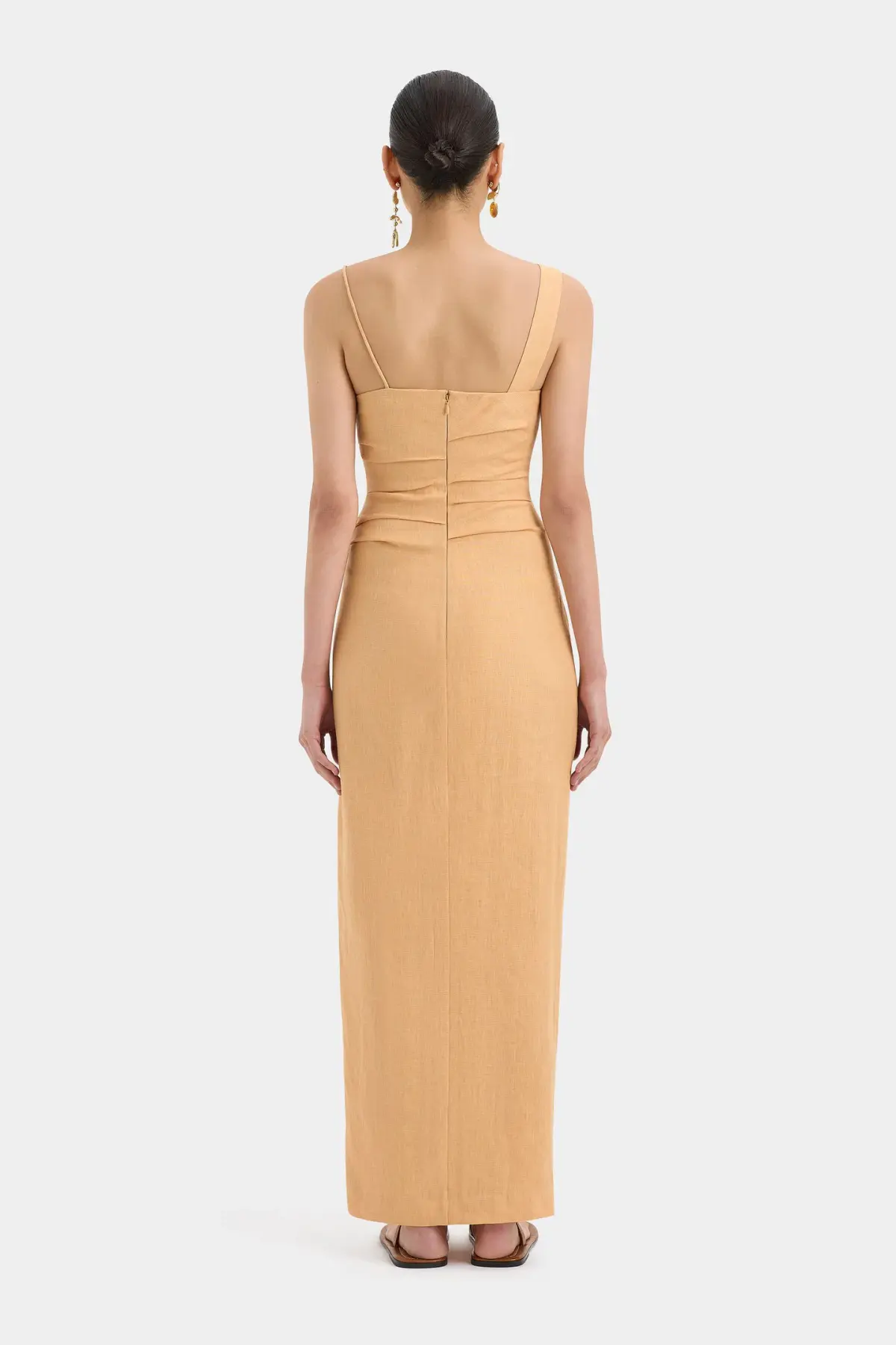 Sir the Label Antonia Beaded Midi Dress Light Tan Size 1/AU 8 - Image 3