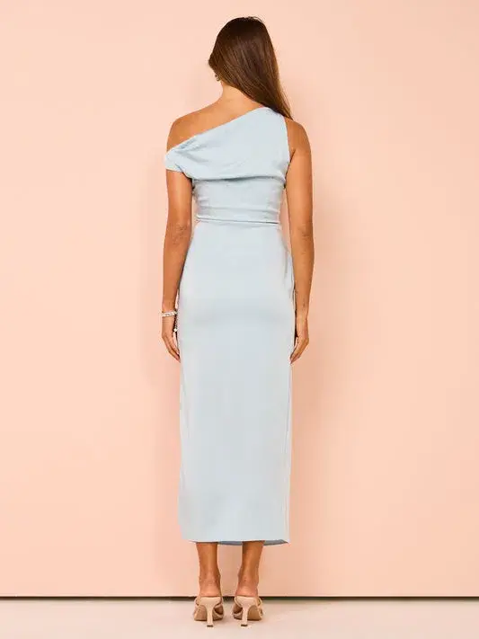 Bec & Bridge Rochelle Asym Midi Dress Dolphin Blue Size 12 - Image 4